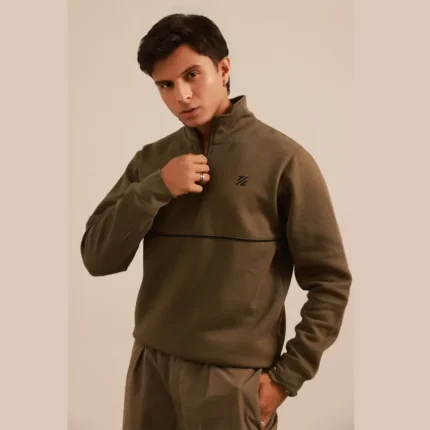 Casual Mock Zip Hoodie